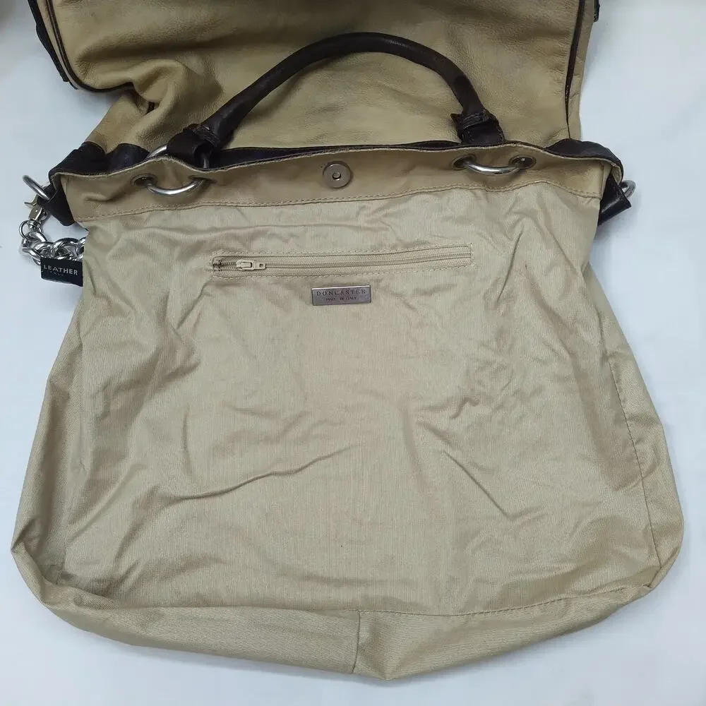 Doncaster Tan Leather Chain Strap Double Handle Satchel Shoulder Bag